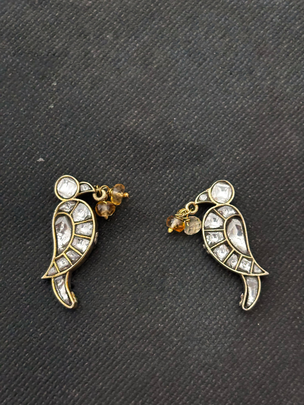 Silver Parrot Kundan Earring Studs