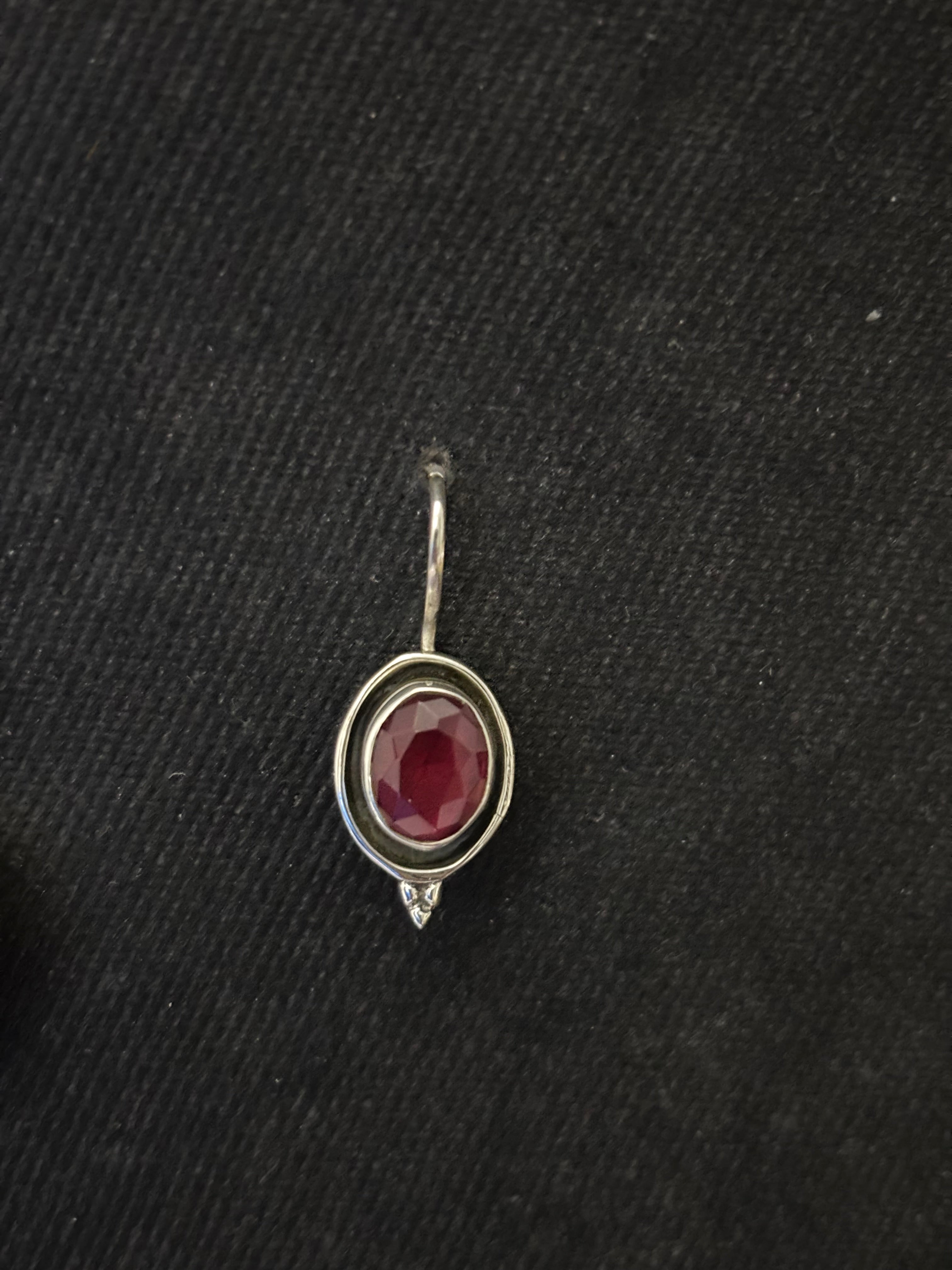 Silver Red Semiprecious Stone Earrings