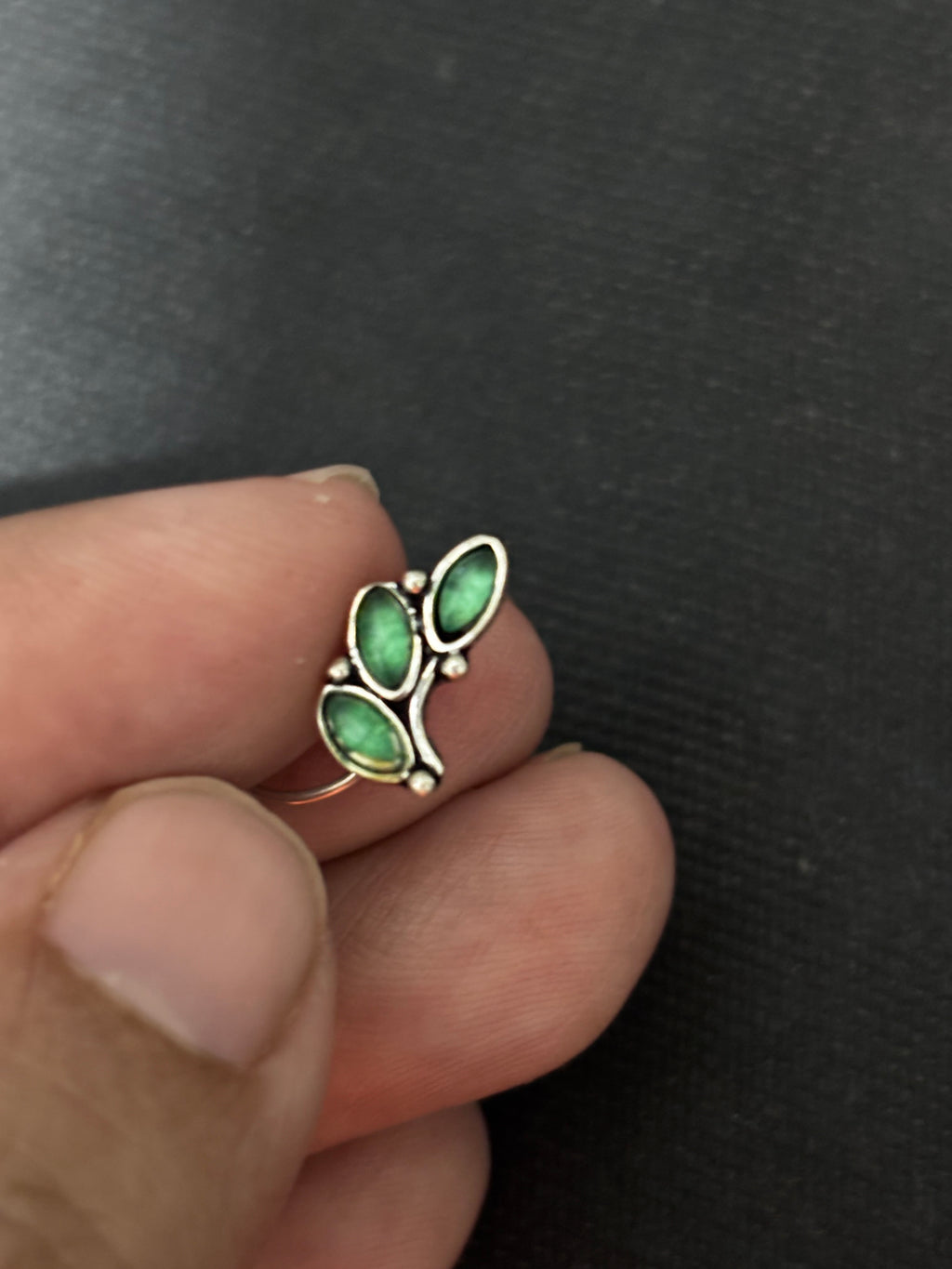 Three Stone Silver Nosepin