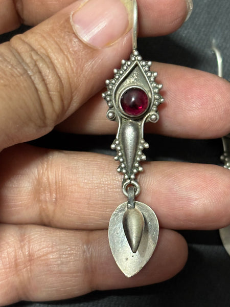 Garnet Silver Earrings