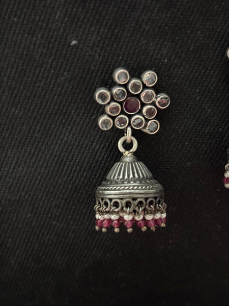 Silver Beaded Jhumka