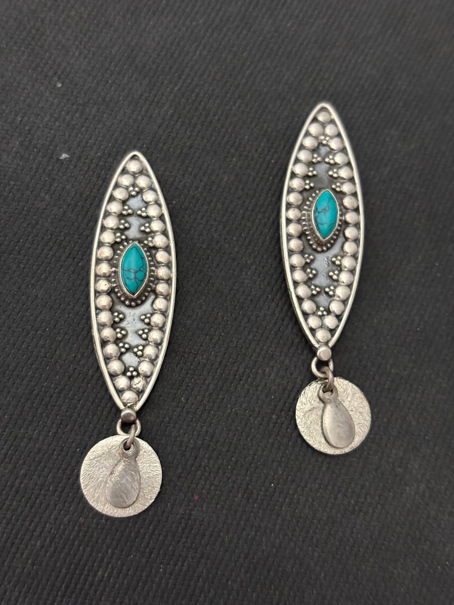 Silver Long Turquoise EarStud