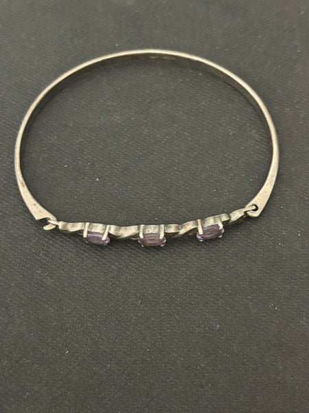 Amethyst Silver Bangle