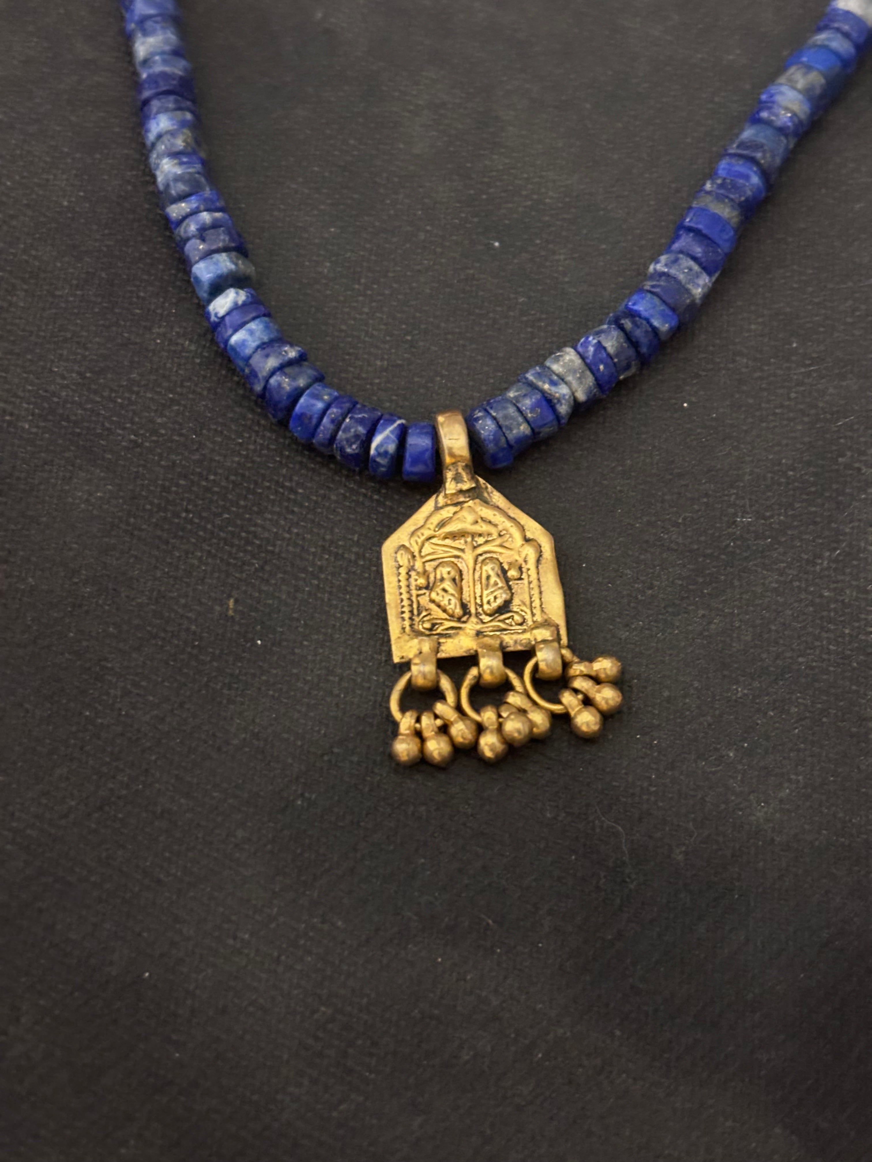 Vintage Gold Dipped Silver Lapis Neckpiece