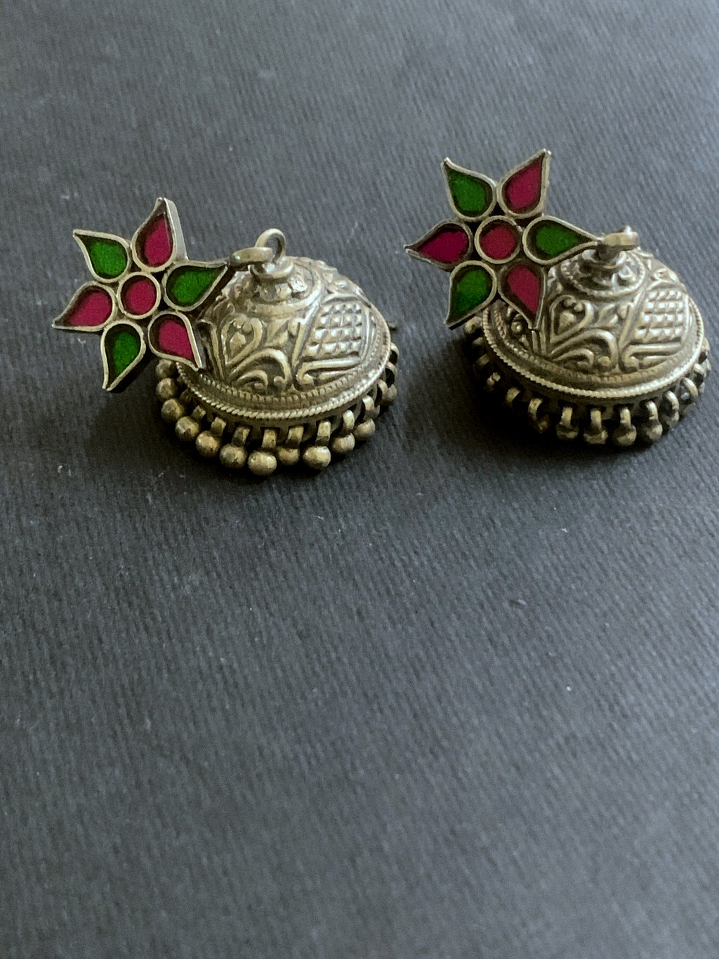 Silver Glass Top Jhumka
