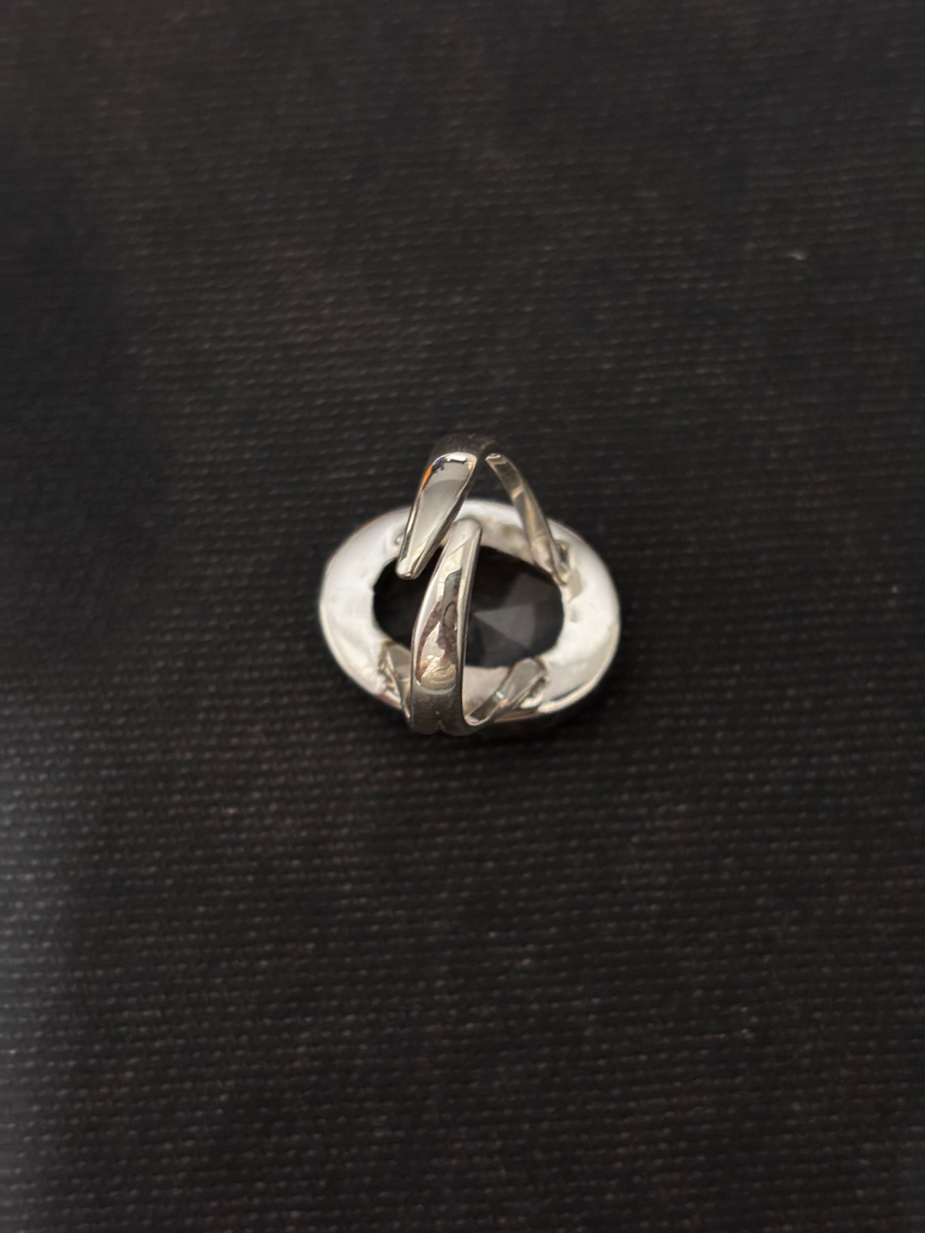 Faceted Oval Clear Quartz Silver Ring