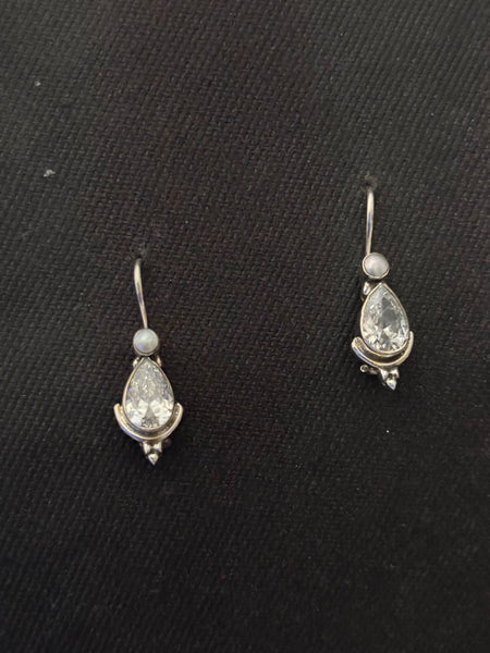 Silver Zircon Pearl Earrings
