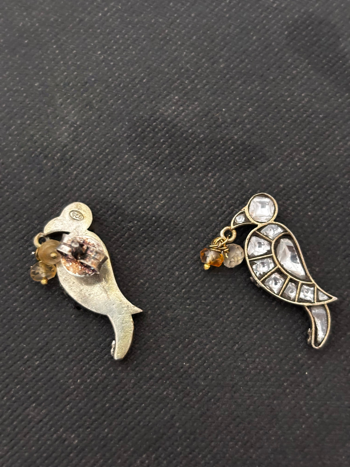 Silver Parrot Kundan Earring Studs