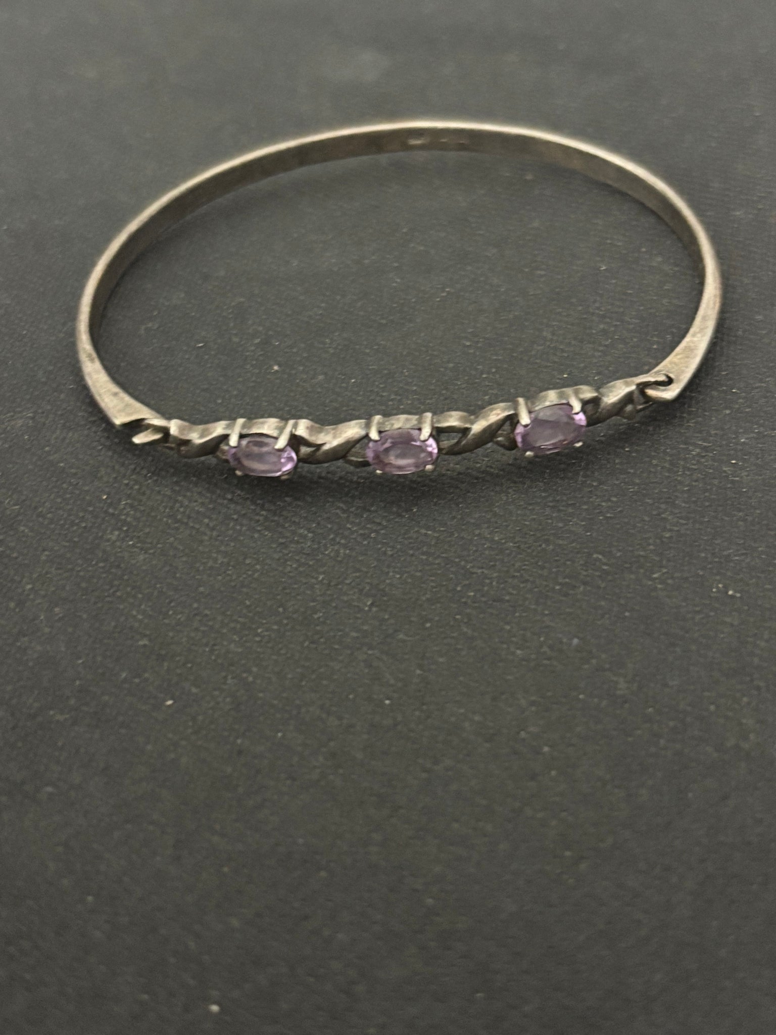 Amethyst Silver Bangle