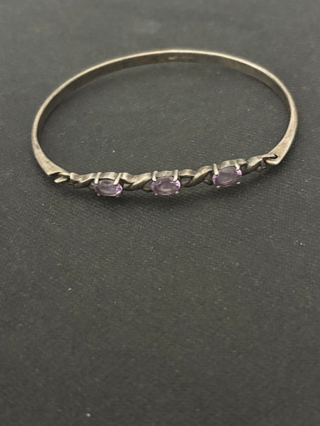 Amethyst Silver Bangle