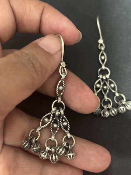 Silver Three Line Dangler Earrings