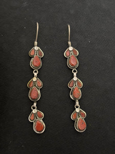 Coral Long Earrings