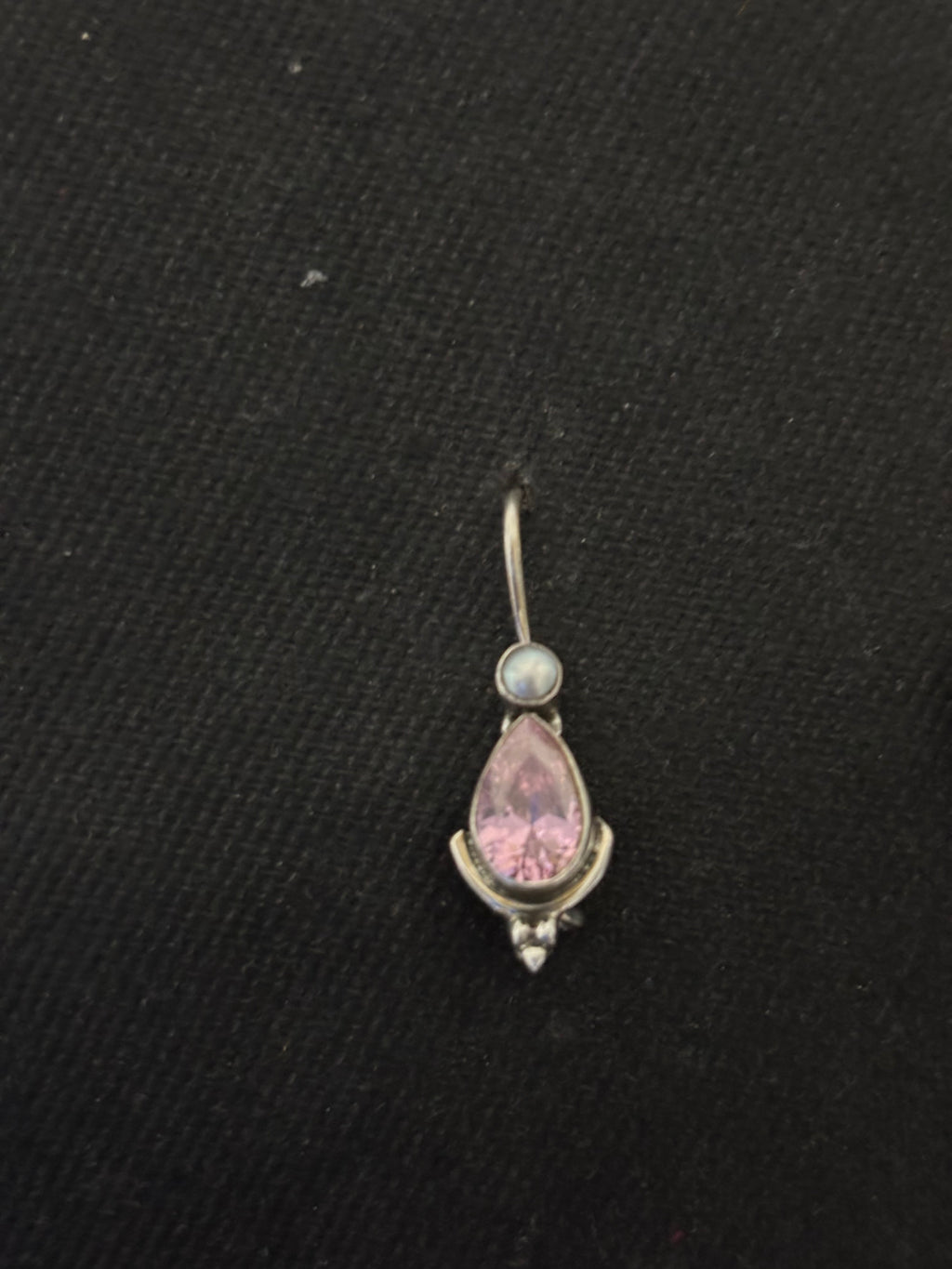 Silver Pink Quartz Pearl Earrings