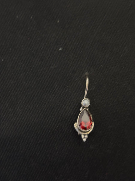 Silver Garnet Pearl Earrings