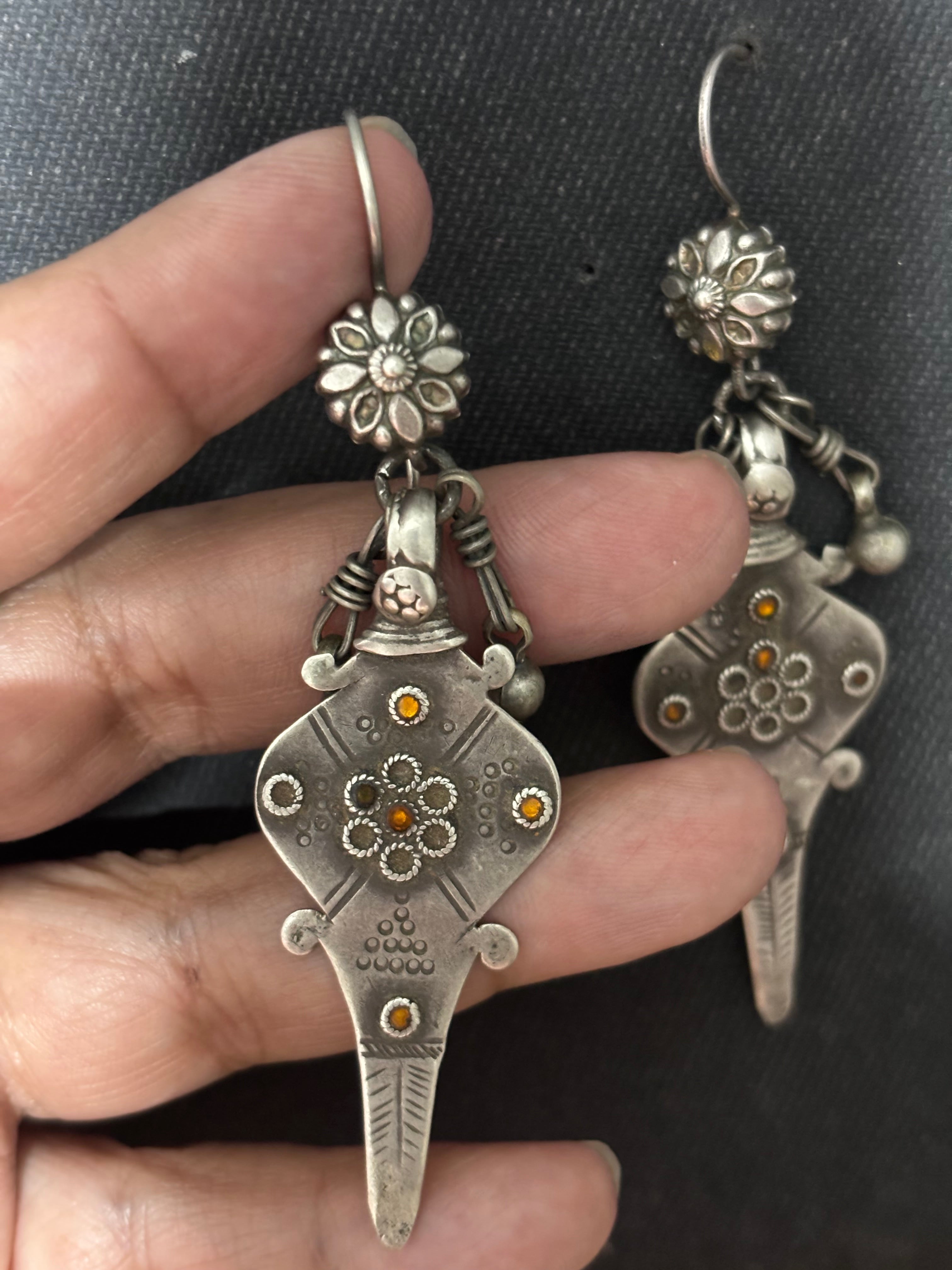 Vintage Silver Grooming Tool Earrings