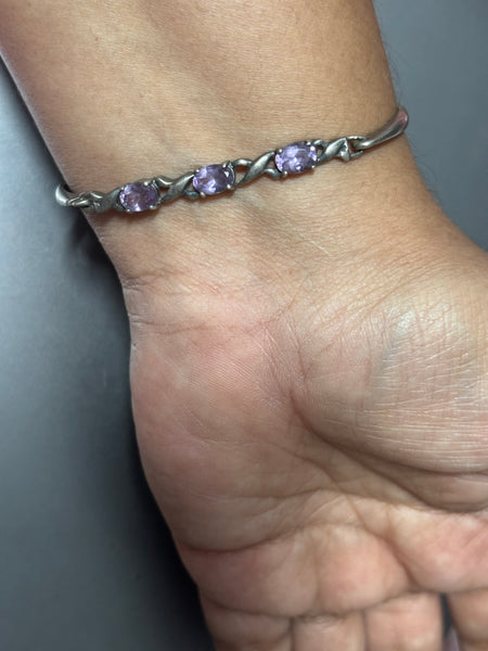 Amethyst Silver Bangle