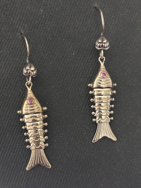 Silver Felxible Fish Earrings
