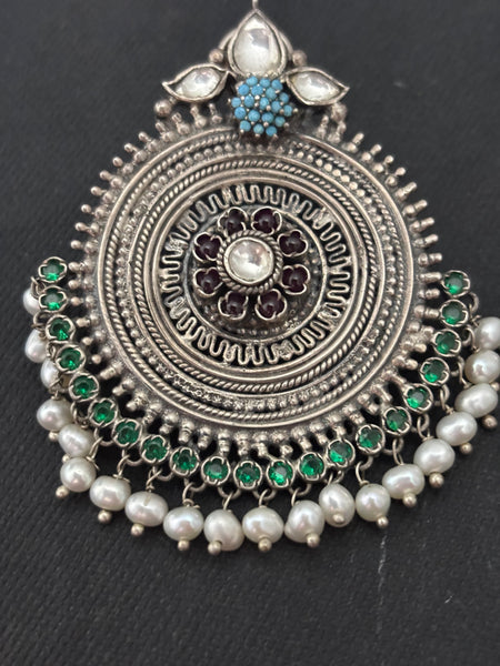 Silver Circular Statement Stud