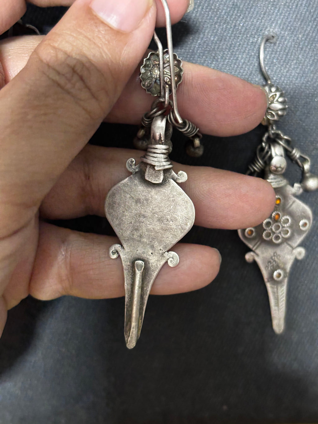 Vintage Silver Grooming Tool Earrings