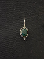 Silver Green Semiprecious Stone Earrings