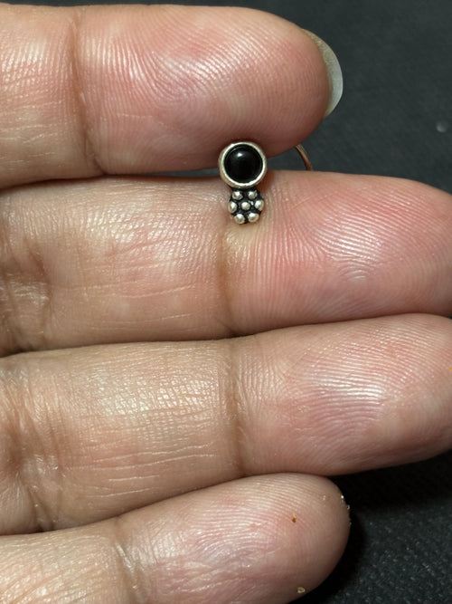 Dot With Flower Silver Nosepins