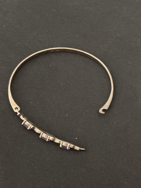 Amethyst Silver Bangle