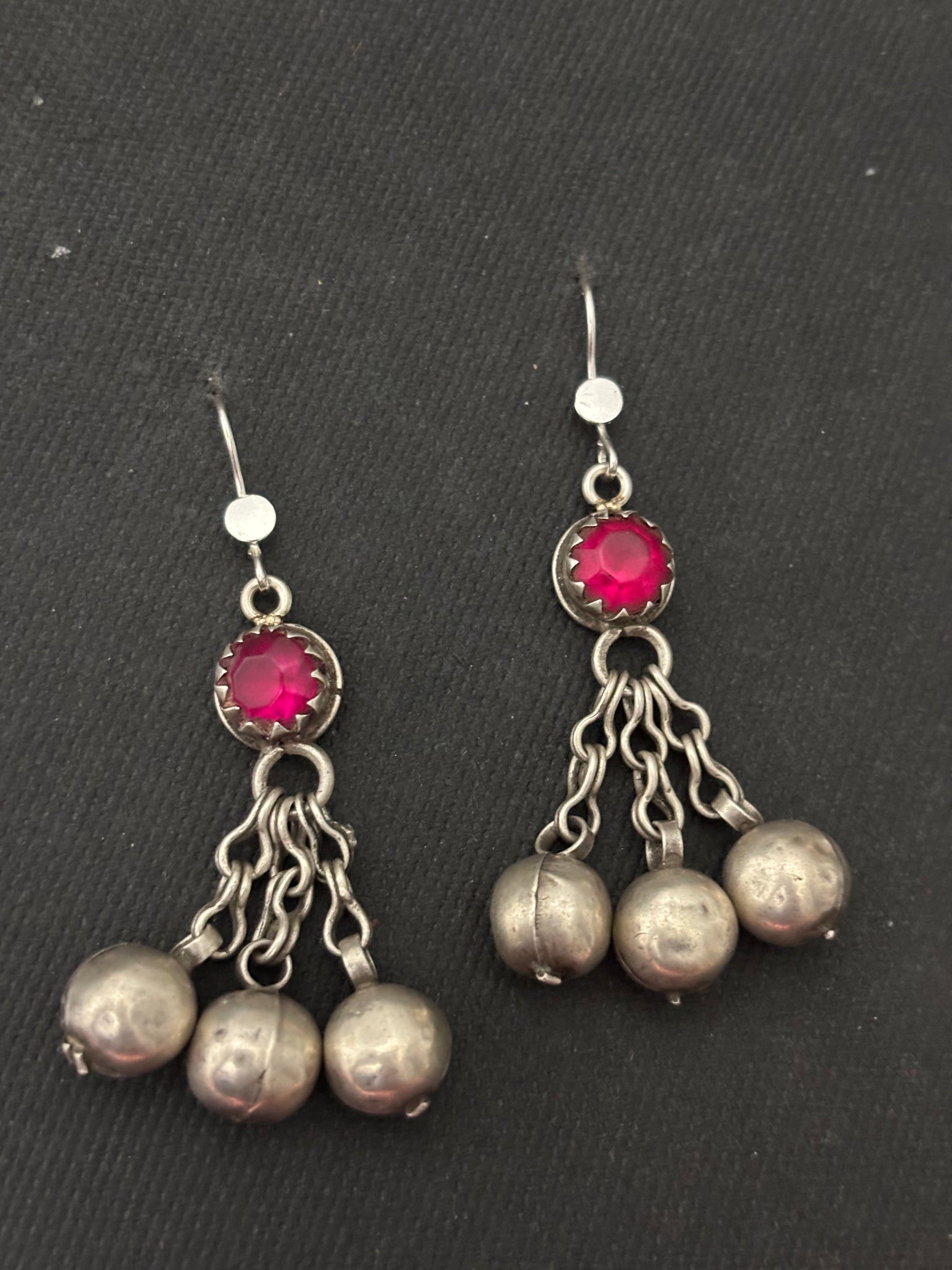 Silver Pink Glass Danglers