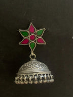 Silver Glass Top Jhumka