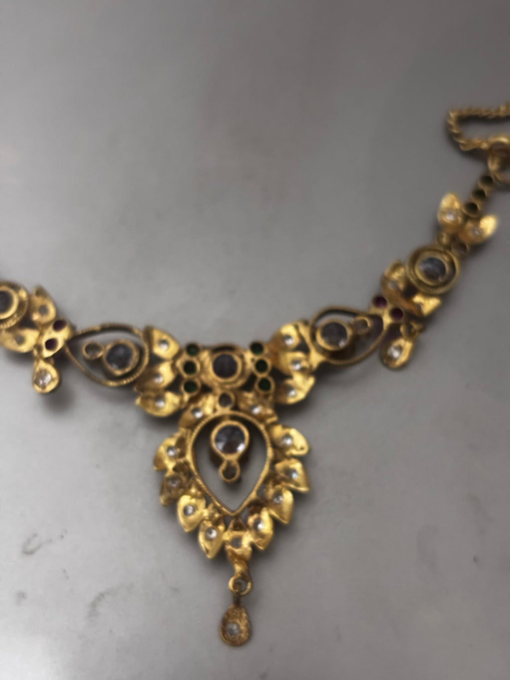 Silver vintage Neckpiece with Semi Precious stones