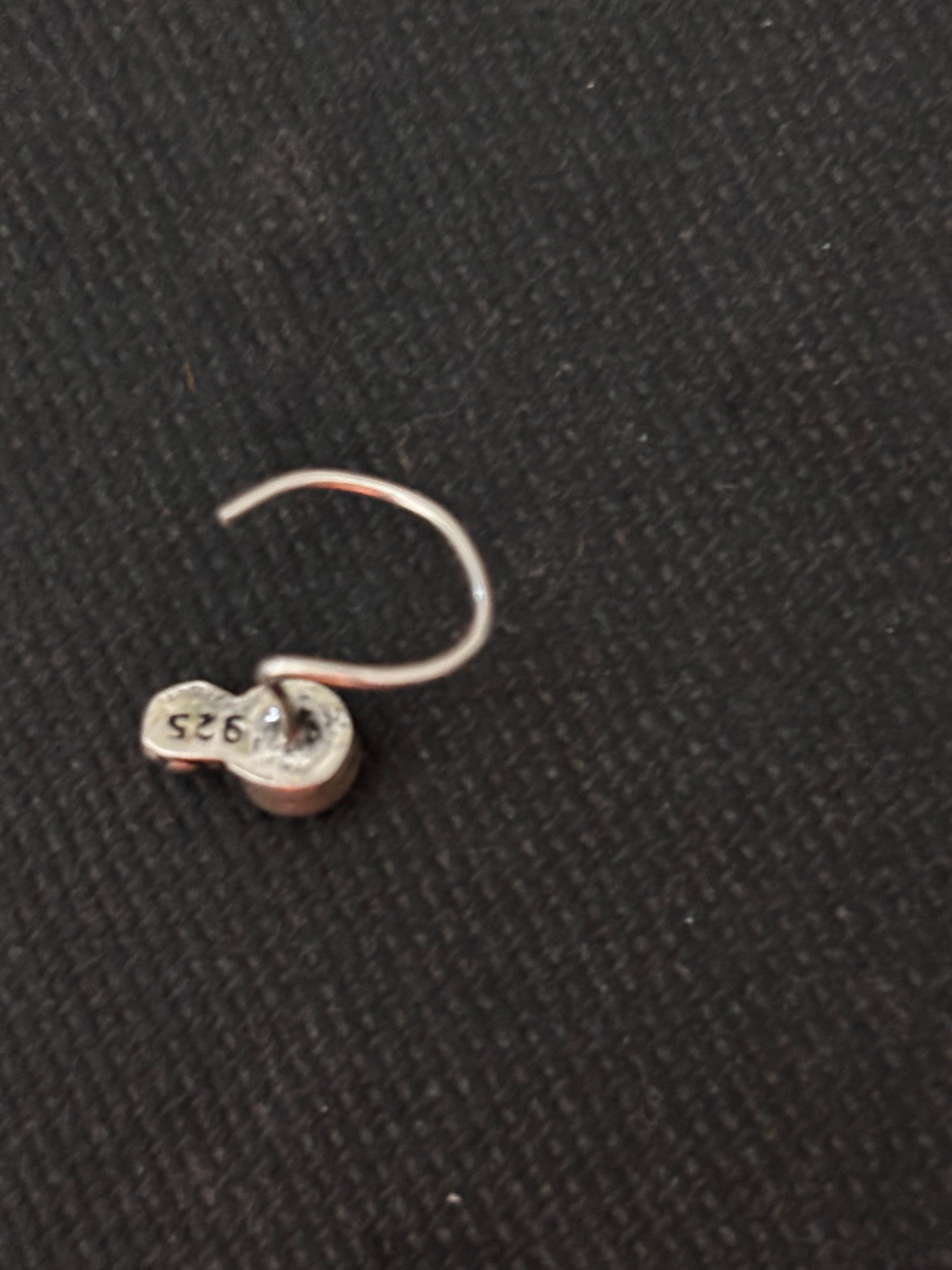 Dot With Flower Silver Nosepins