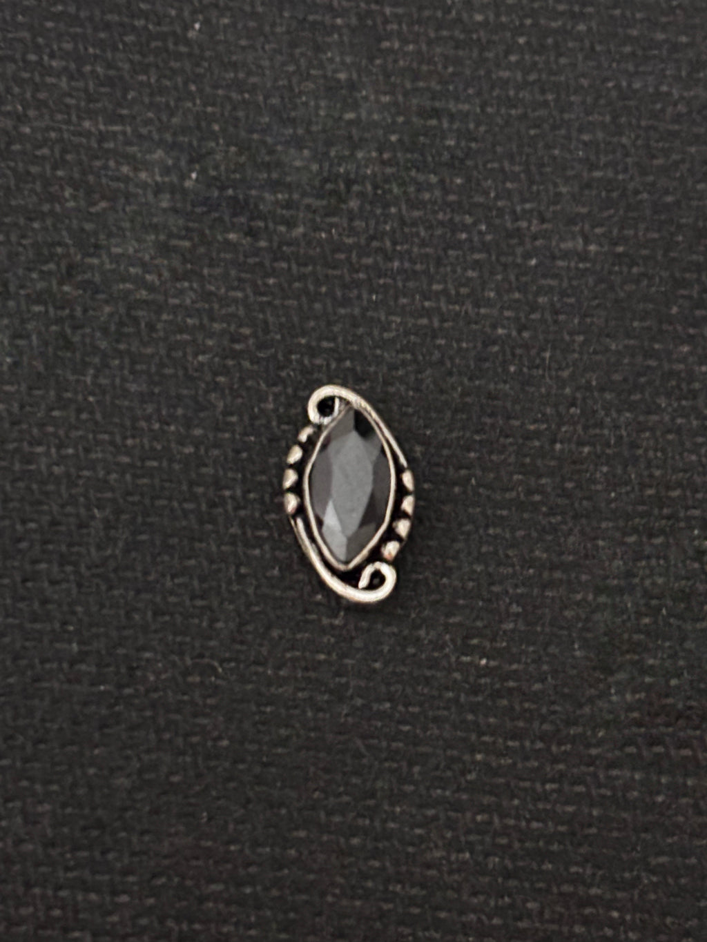 Elongated Single Stone Silver Nosepin