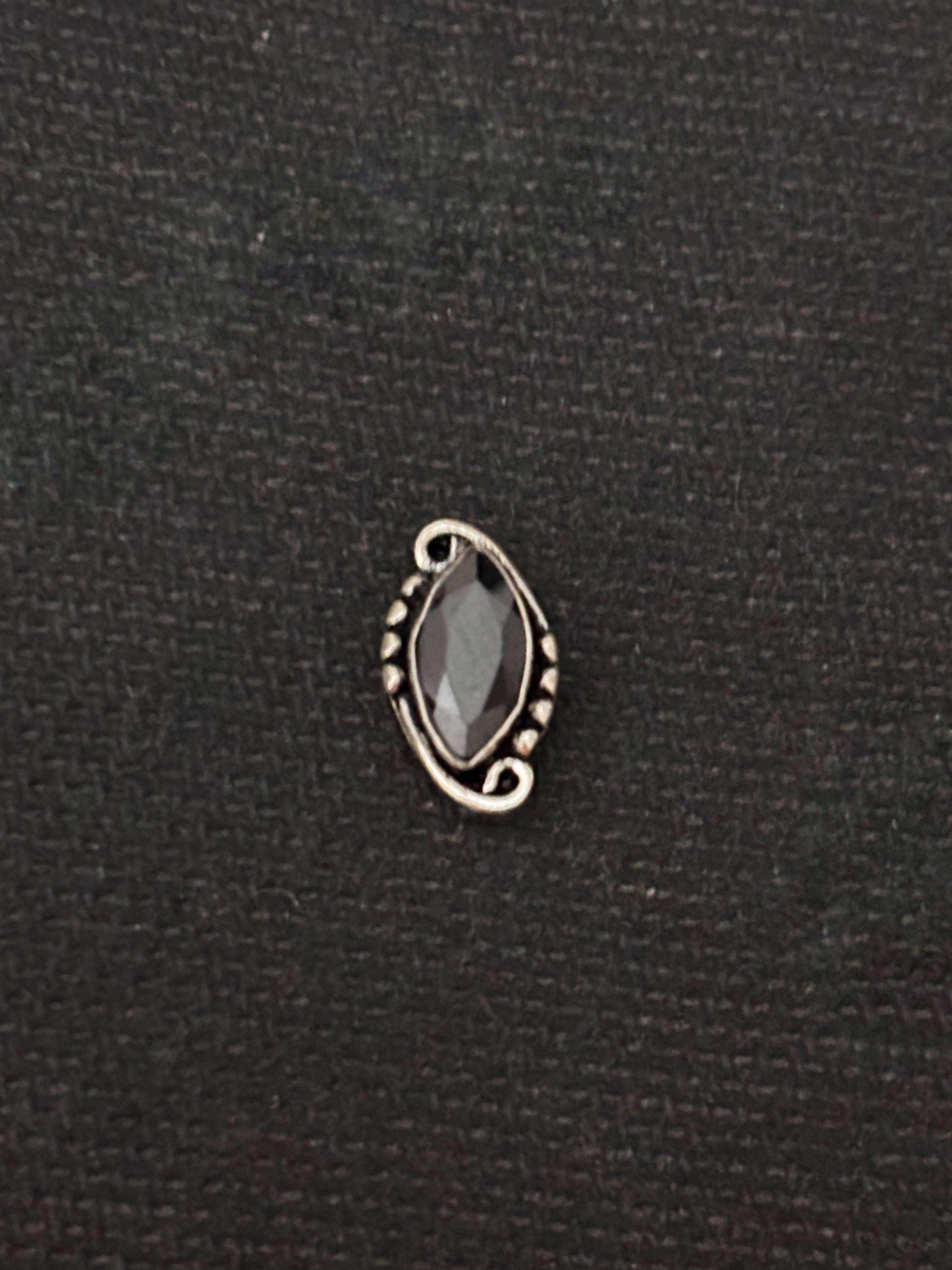 Elongated Single Stone Silver Nosepin
