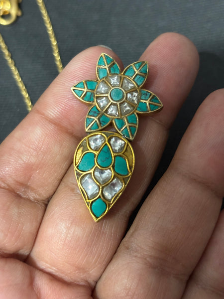 Turquoise Gold Plated Pendant Chain