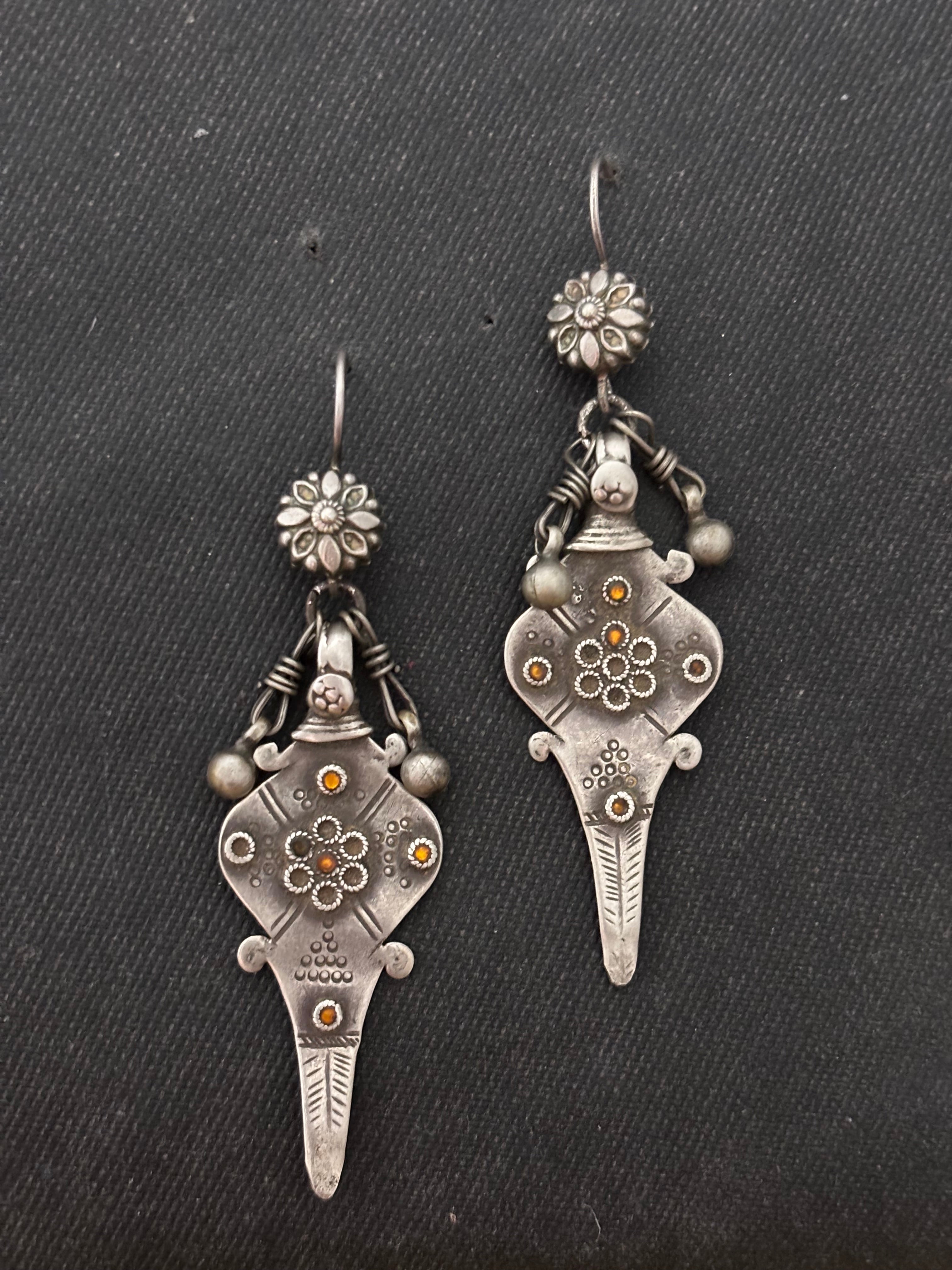Vintage Silver Grooming Tool Earrings