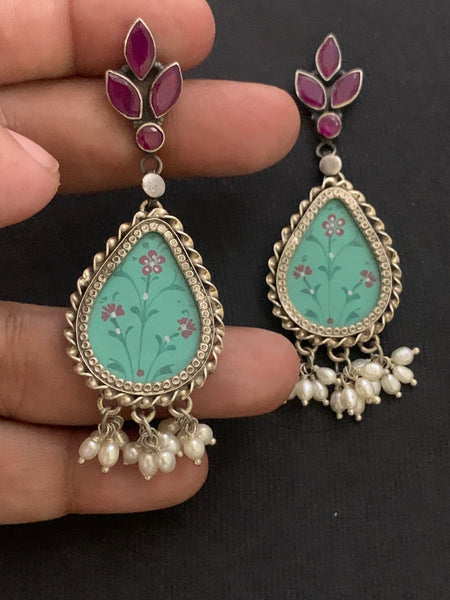 Handpainted Silver Earrings