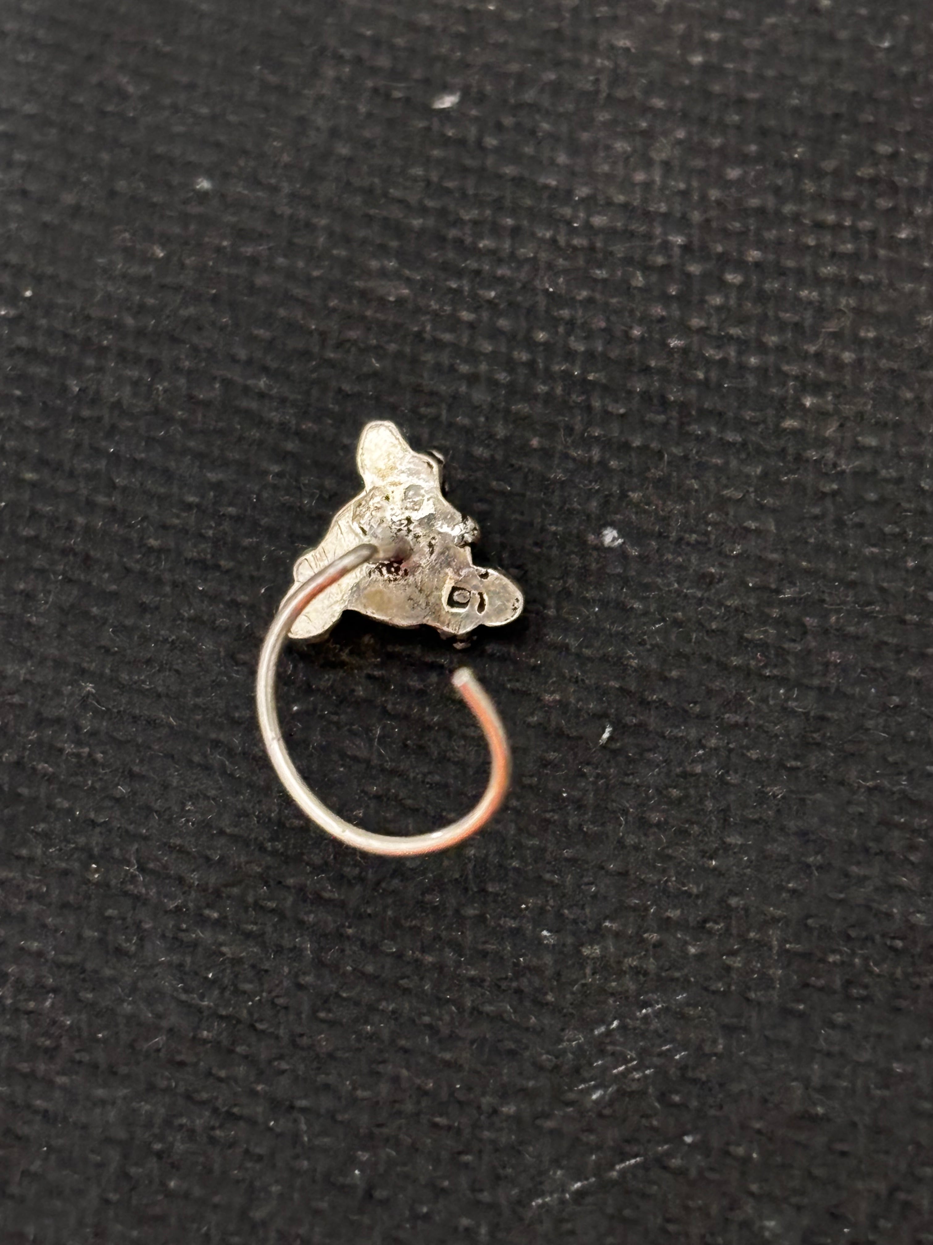 Silver Black Stone Nosepin