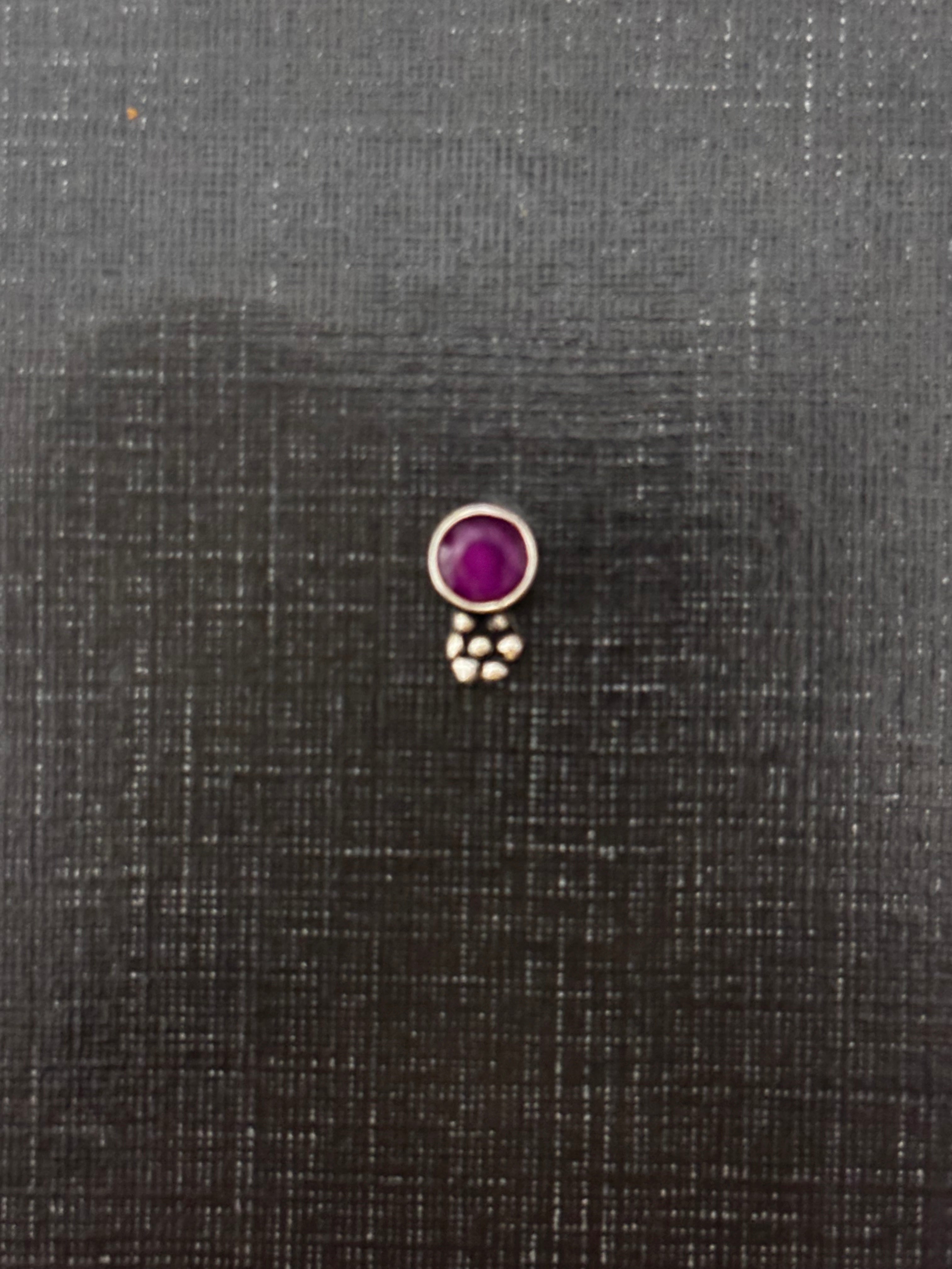 Dot With Flower Silver Nosepins