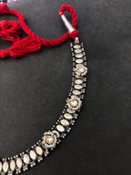 Silver Neckpiece With Kundan Accents