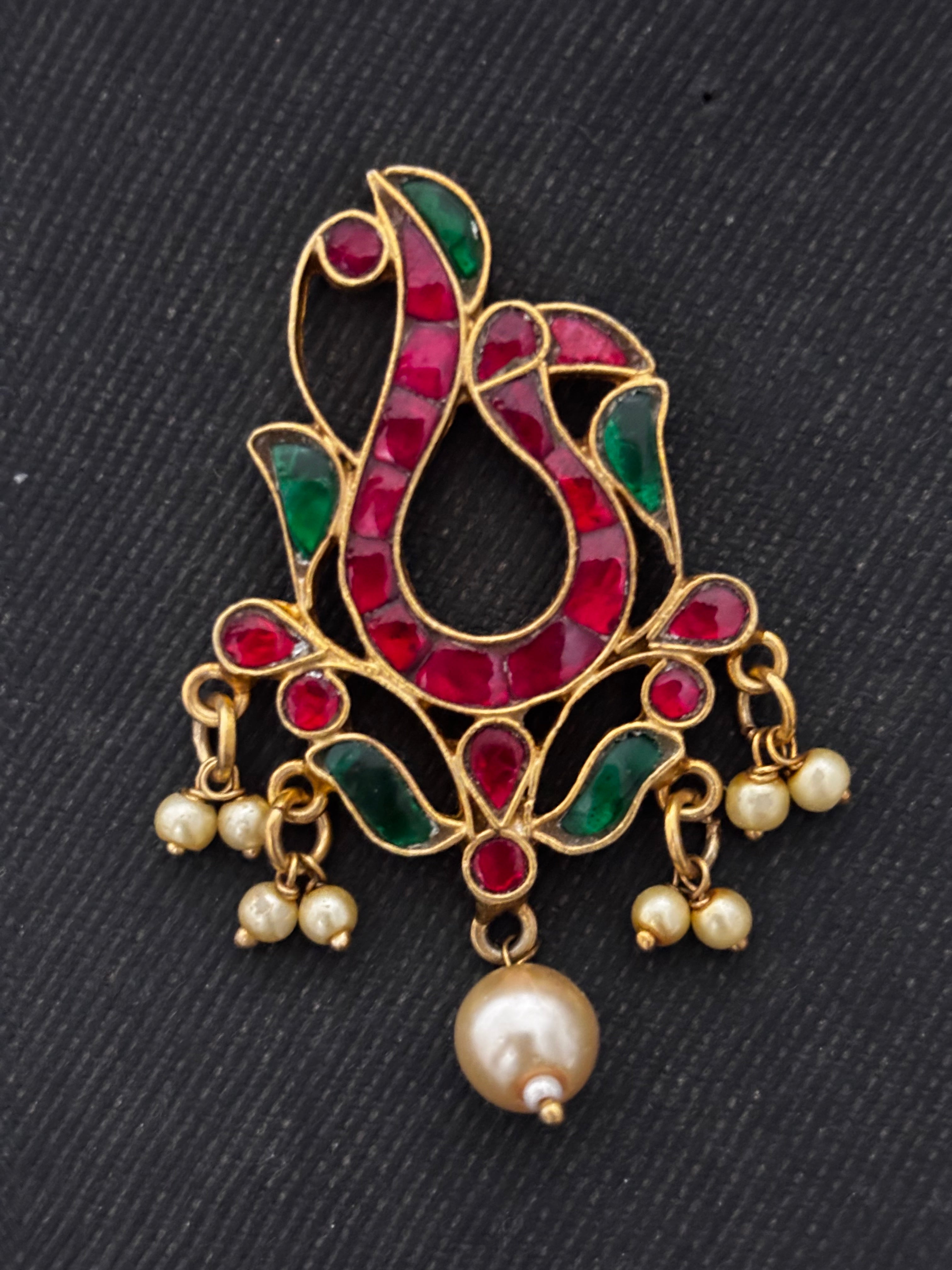 Silver Gold Plated Jadau Peacock Earrings