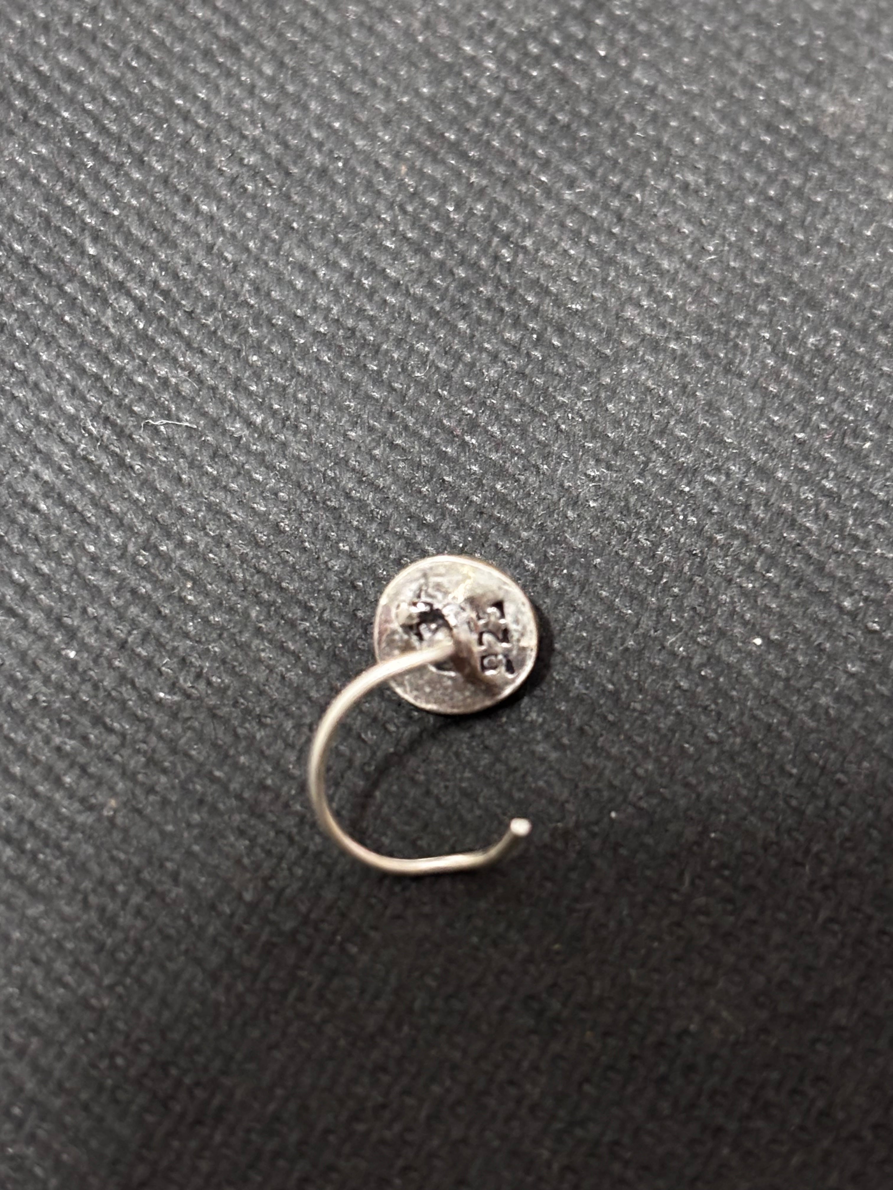 Silver White Stone Round Nosepin