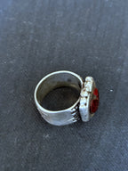 Vintage Silver Red Heart Finger ring