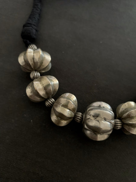 Silver Melon Shaped Bead Neckpiece