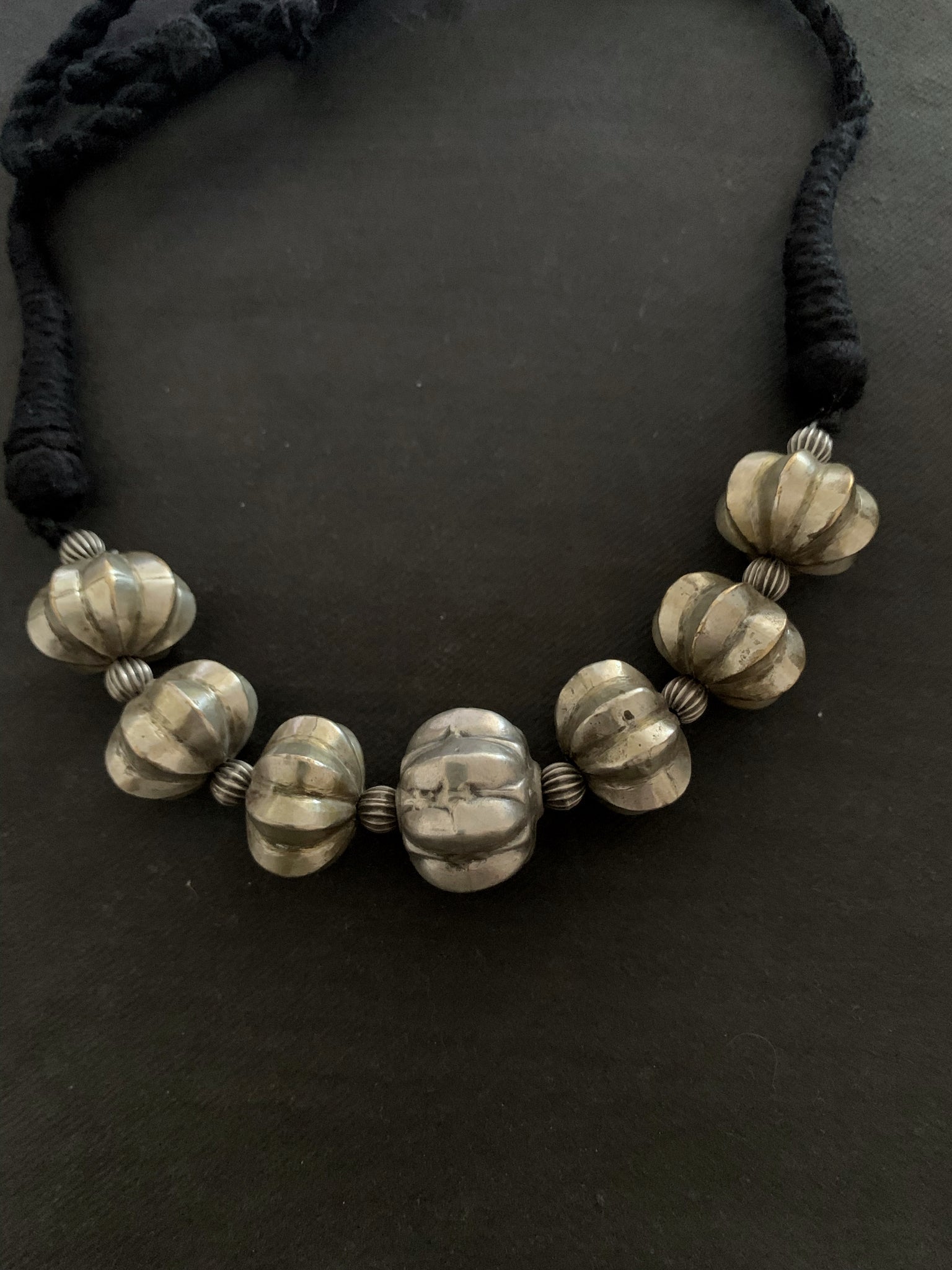 Silver Melon Shaped Bead Neckpiece