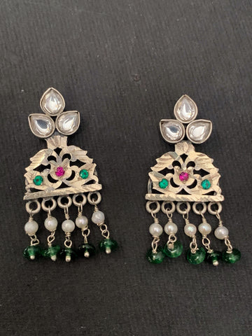 Jadau Silver Earrings