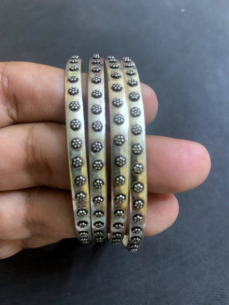 Silver Granulated Bangles