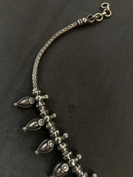 Silver Flower Bud Pendants Neckpiece