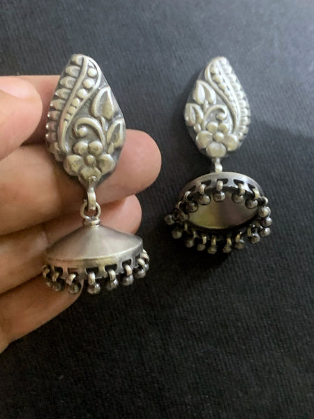 Silver Flower Top Jhumka