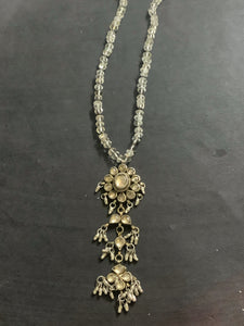 Silver Long Vintage Kundan Pendant