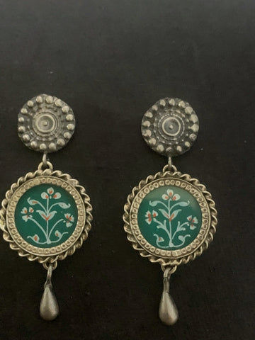 Green Handpainted Earrings