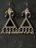 Ink Blue Glass Silver Earrings